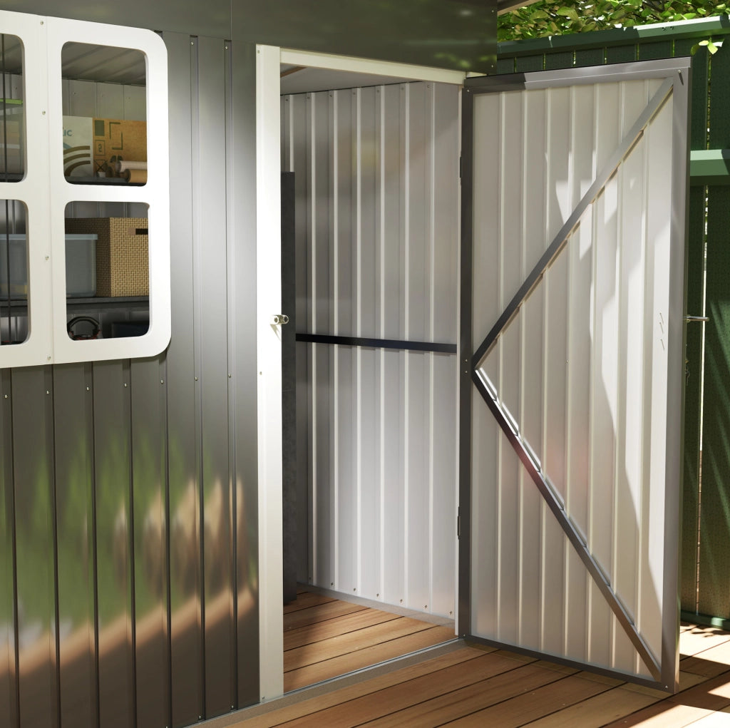 Casetta da giardino in acciaio grigio scuro 221 x 133 cm