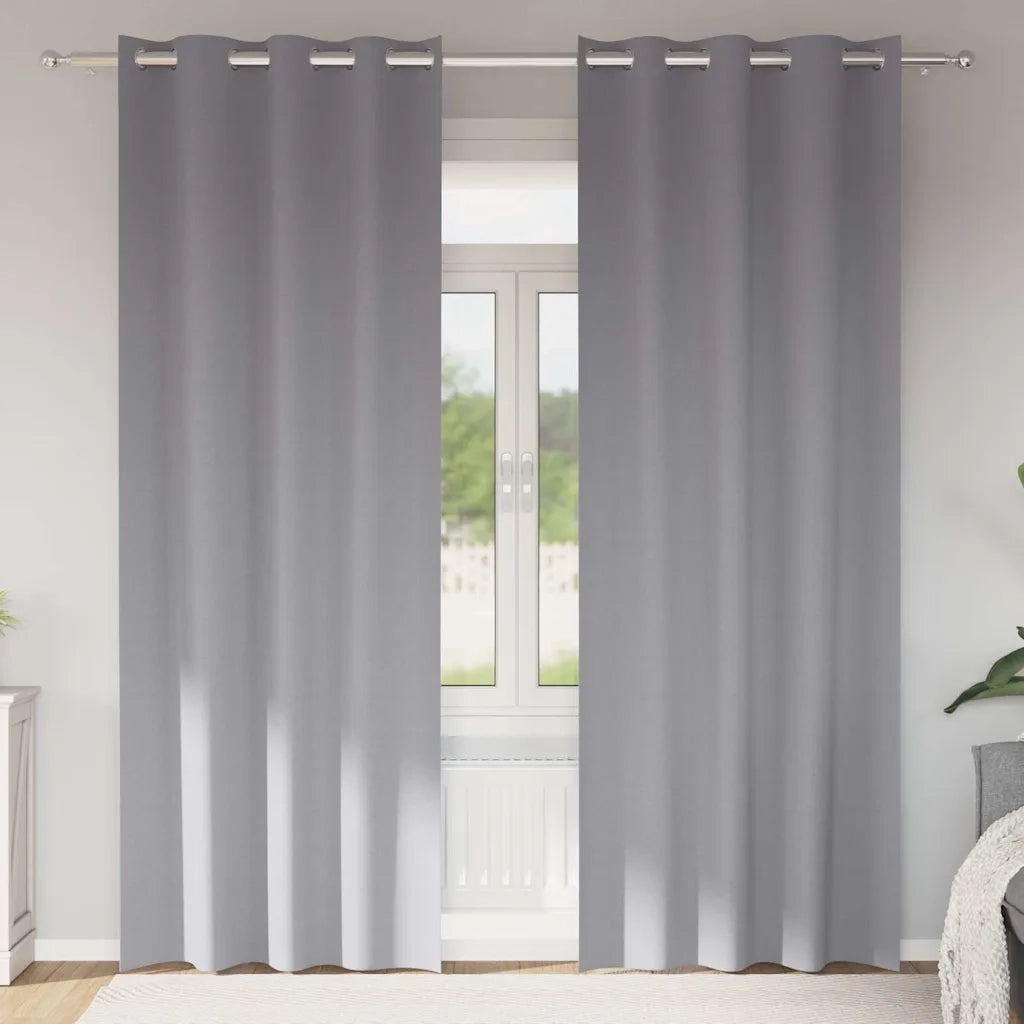 Tende Blackout con Anelli 2 pz Grigio chiaro 245 x 140 cm 4107346