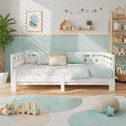 DESMIU Divano letto 90 × 200 cm 2 posti con struttura estensibile, senza materasso, in legno, bianco
