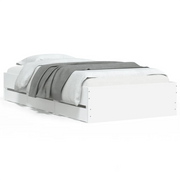 Letto singolo | Letto per adulti | Giroletto con Cassetti Bianco 100x200 cm in Legno Multistrato
