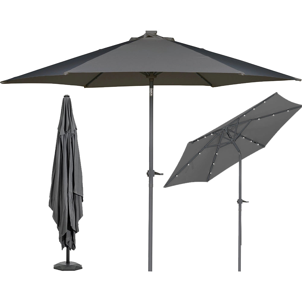 Ombrellone Giardino 3mt con Led Solari palo centrale Terrazzo Esterno Impermeabile