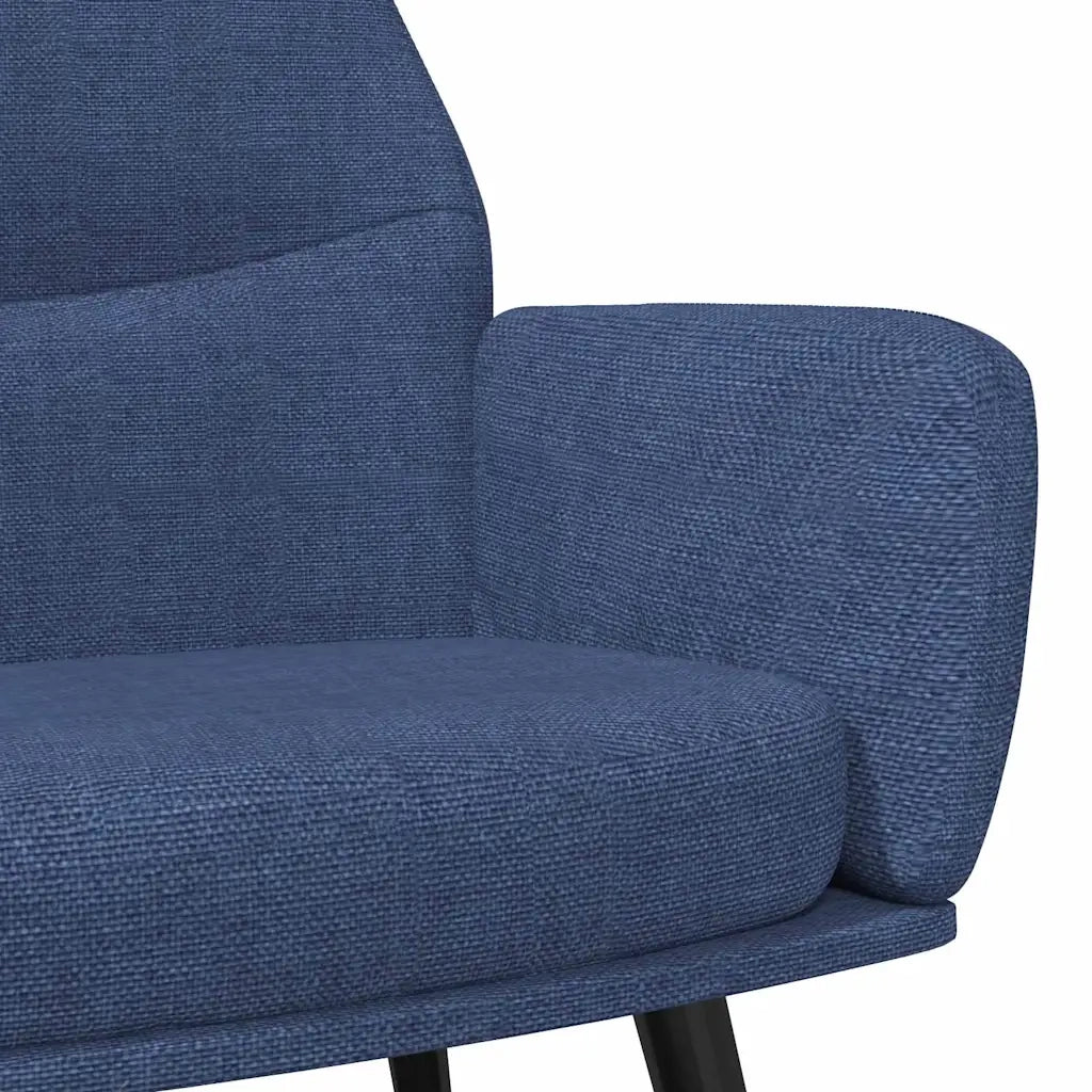 Divano Sedia-Poltrona Relax con Poggiapiedi Blu in Tessuto 366752