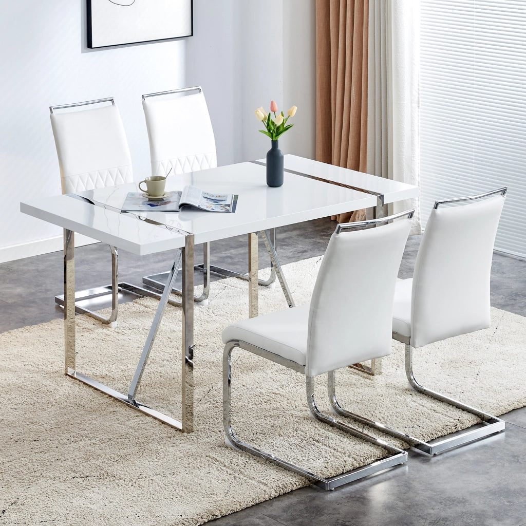 SEDIA ergonomica 42x48x95 cm bianco con schienale in PU e lino