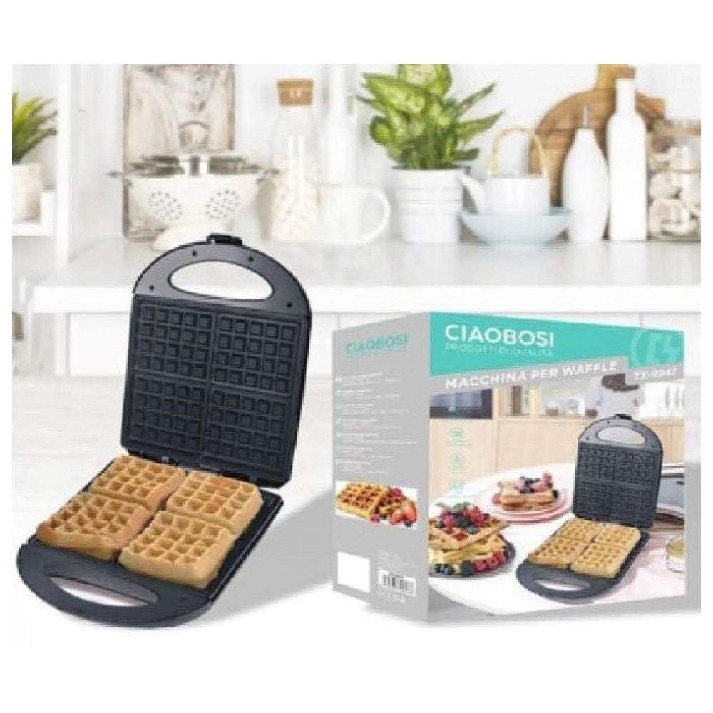 Trade Shop - Piastra Elettrica Macchina Per Waffle 1400w Con Rivestimento Antiaderente Tx-9947 -