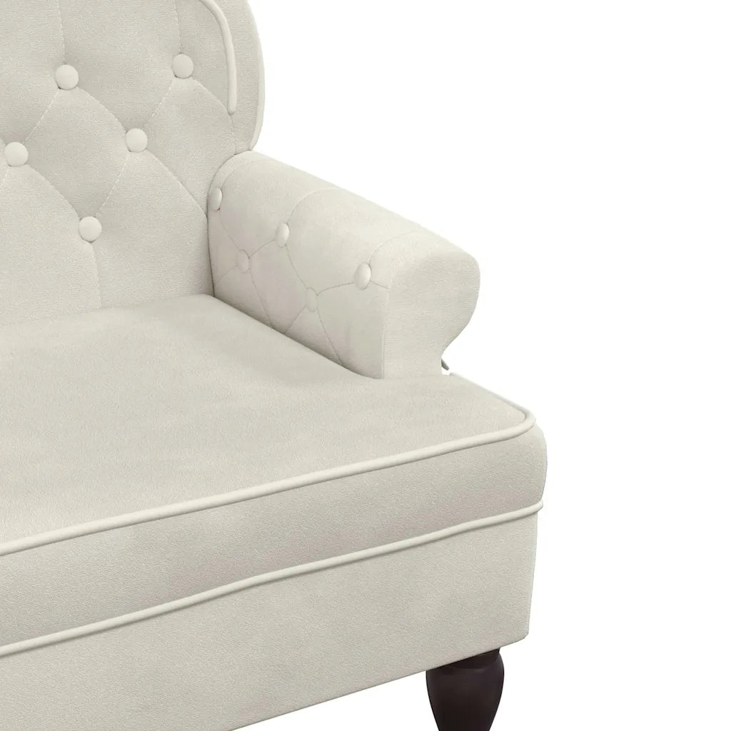 Panca con Schienale Crema 119,5x64,5x75 cm in Velluto 372163
