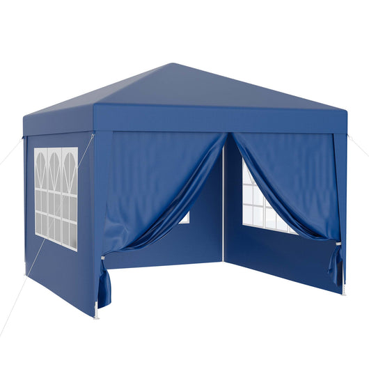 Gazebo 3 x 3 m in blu con protezione UV 50+, tendone da giardino con pareti laterali rimovibili, tenda da festa con finestre, ad esempio per terrazze e festival