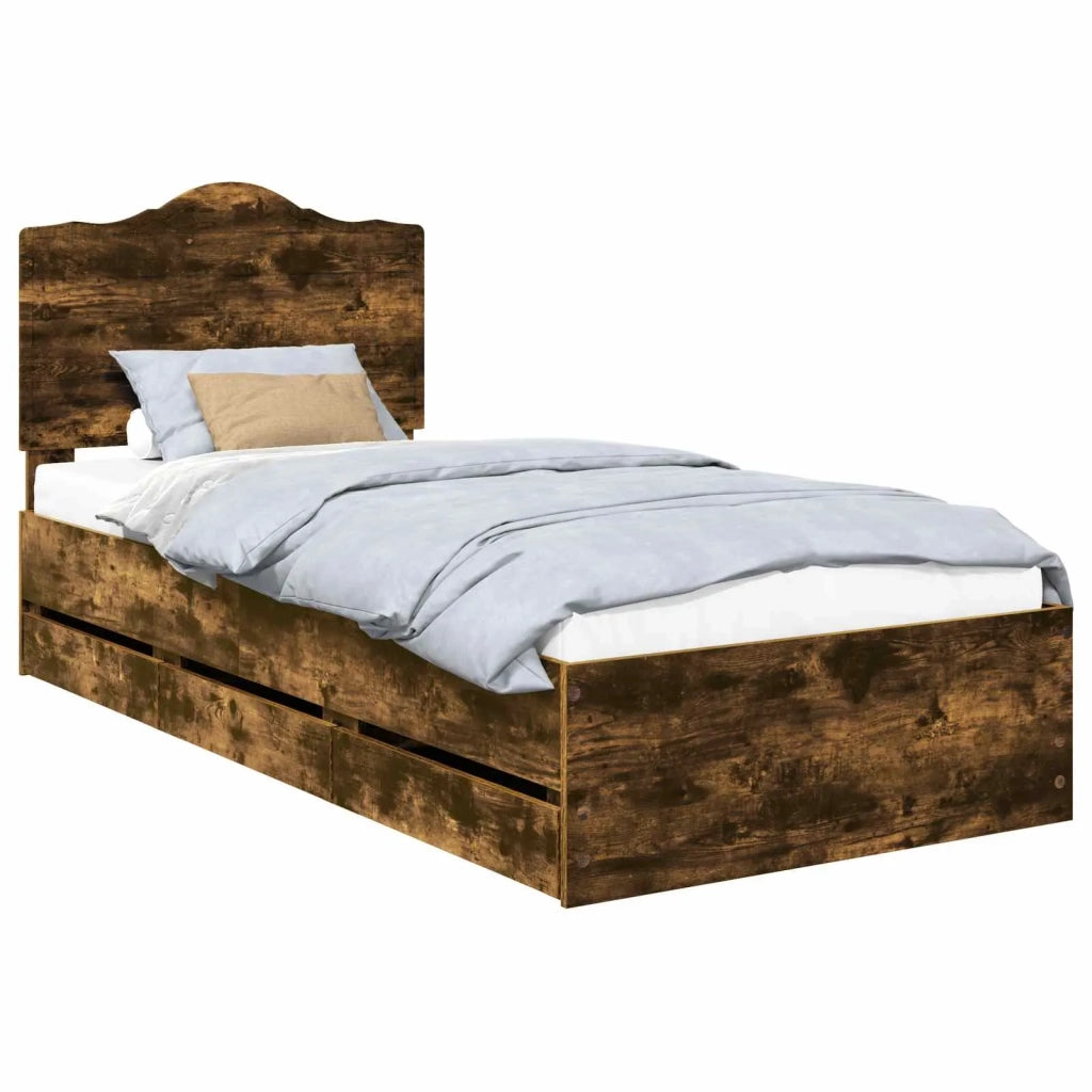 Struttura del letto con cassetto Quercia Affumicata 90 x 200 cm 3413454
