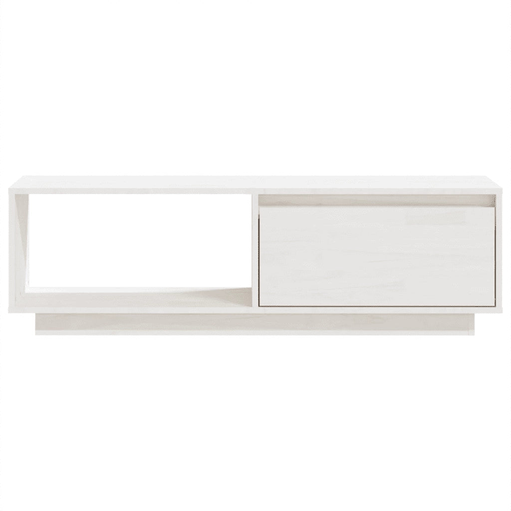 Mobile Porta TV Bianco 110x30x33,5 cm in Legno Massello di Pino 809889