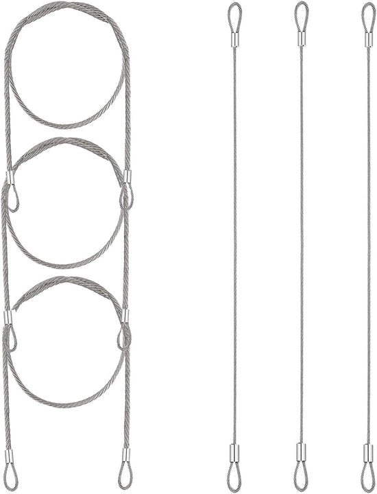 Cavo di sicurezza in acciaio inossidabile con lacci - 6 pezzi - Illuminazione del podio e chiusura del bagagliaio - 30 cm - Nero
