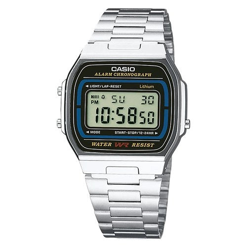 Orologio casio a164wa 1ves vintage iconic silver e black