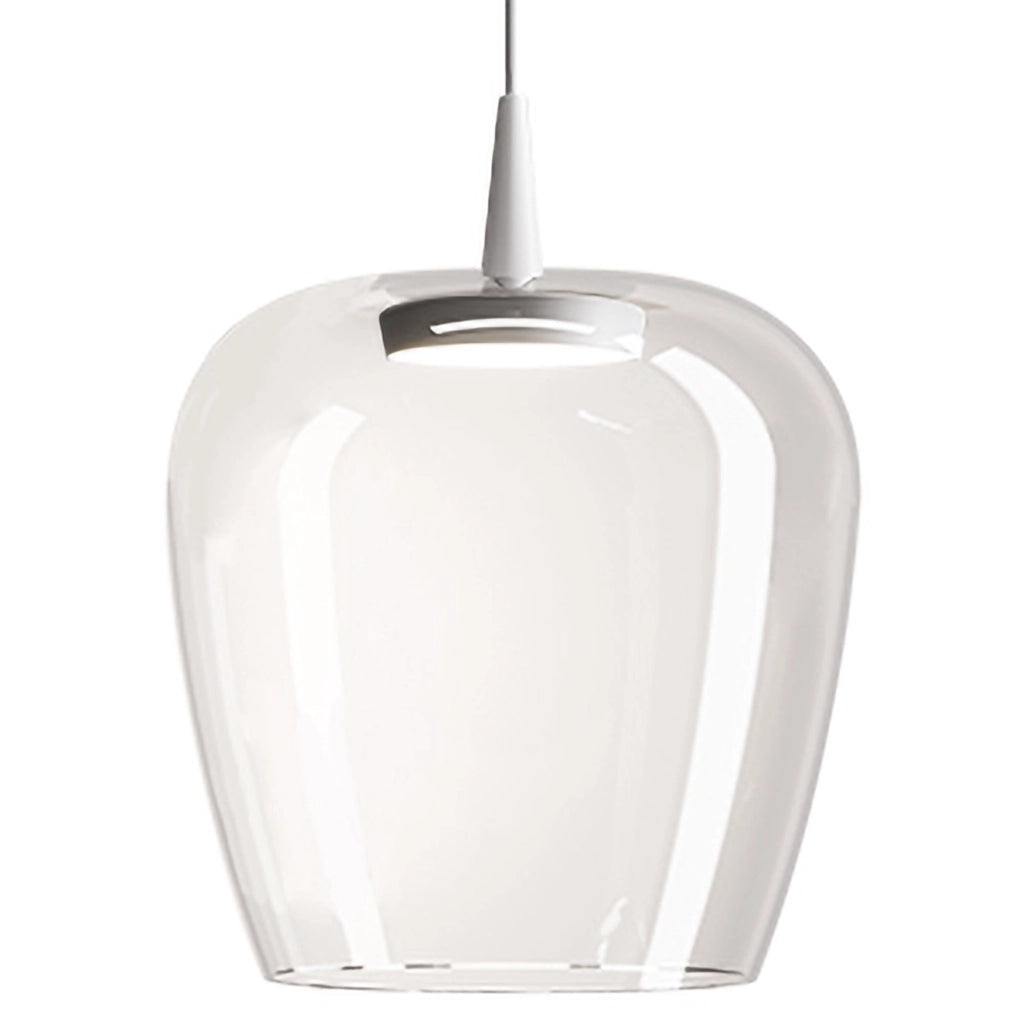 Zafferano Lampada a sospensione Bilia 230V LED 8W diametro 27cm in vetro borosilicato soffiato a bocca colore Bianco Trasparente design a campana