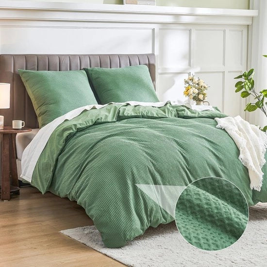 Set di lenzuola elegante per letto con tessuto di cotone 100% e struttura a wafel lussuosa per ogni camera da letto