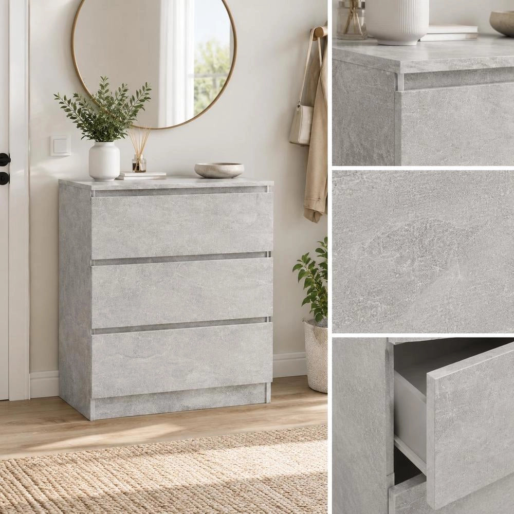 Sideboard Concrete Grey 60x35x76 Cm Wood Material