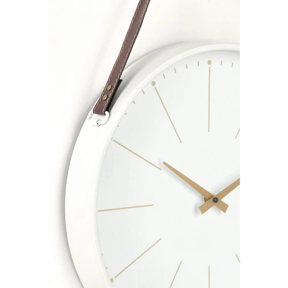 Orologio da Parete Rotondo Nero con Cinghia in Pelle Dorato - SIL