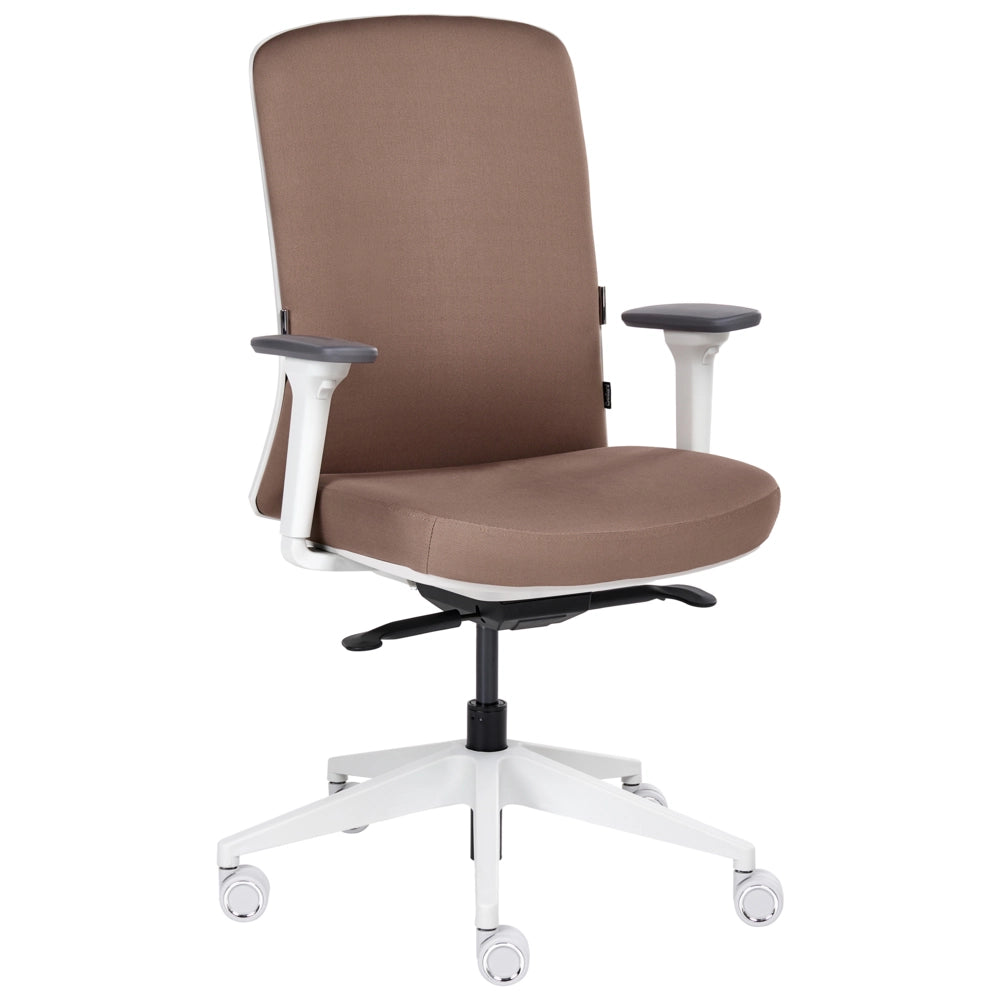 Sedia da ufficio ergonomica con schienale regolabile, seduta scorrevole, braccioli regolabili e supporto lombare marrone