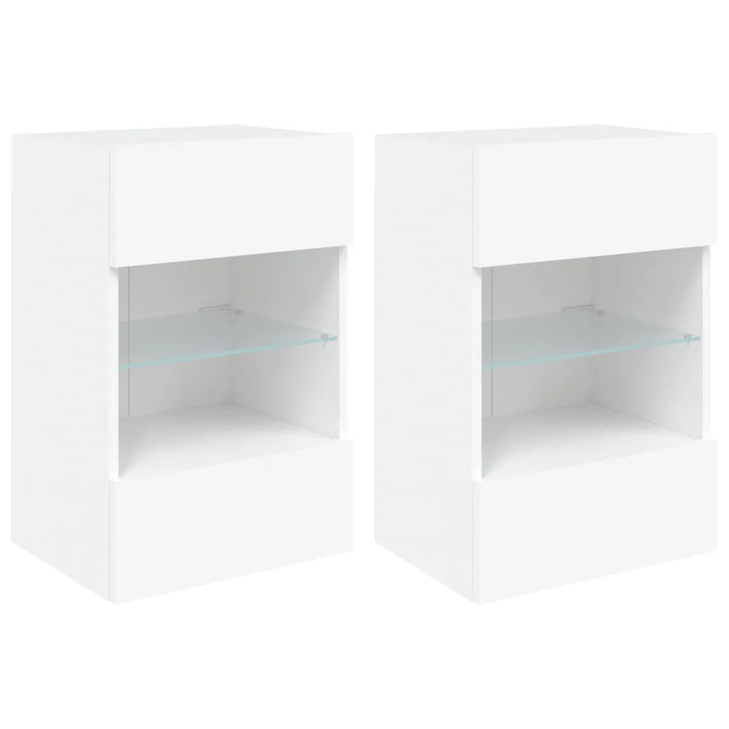 Mobile TV multimediale da parete mensola TV credenza mobile TV per sala da pranzo soggiorno camera da letto con luci LED 2 pezzi 40 x 30 x 60,5 cm bianco 02_0029101