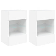 Mobile TV multimediale da parete mensola TV credenza mobile TV per sala da pranzo soggiorno camera da letto con luci LED 2 pezzi 40 x 30 x 60,5 cm bianco 02_0029101