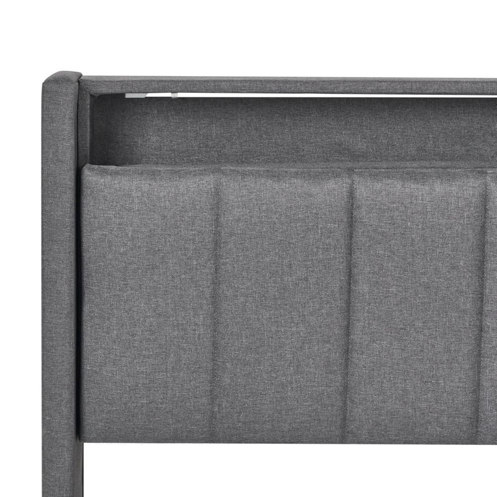 Letto matrimoniale LED Grigio Scuro Tessuto EU Super King Size 180 x 200 cm Testiera imbottita con porta USB Desing moderno