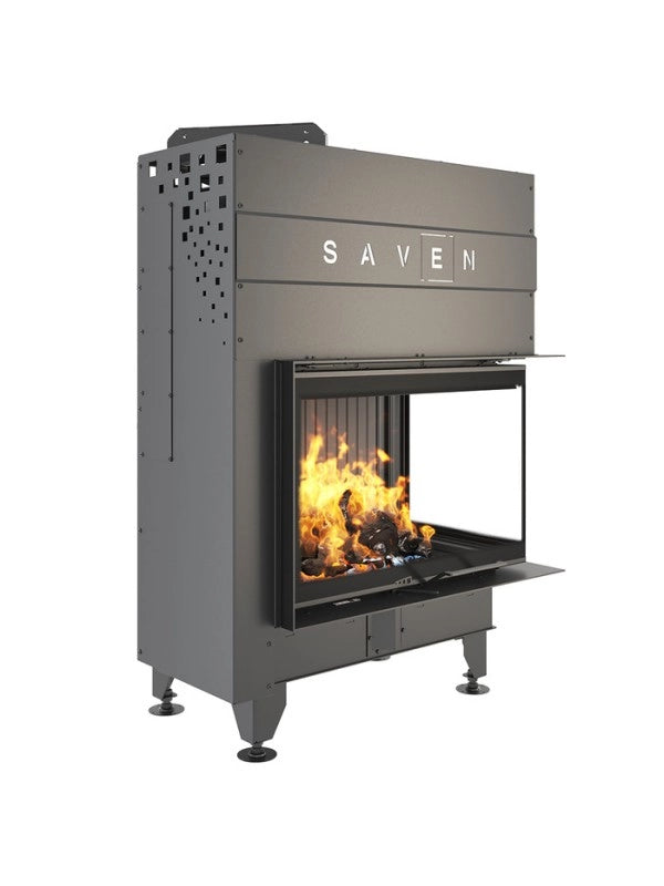 Caminetto ad angolo Nero Inserto Apertura destra Energy Up 75x50x47 (15,1 kW) ECO