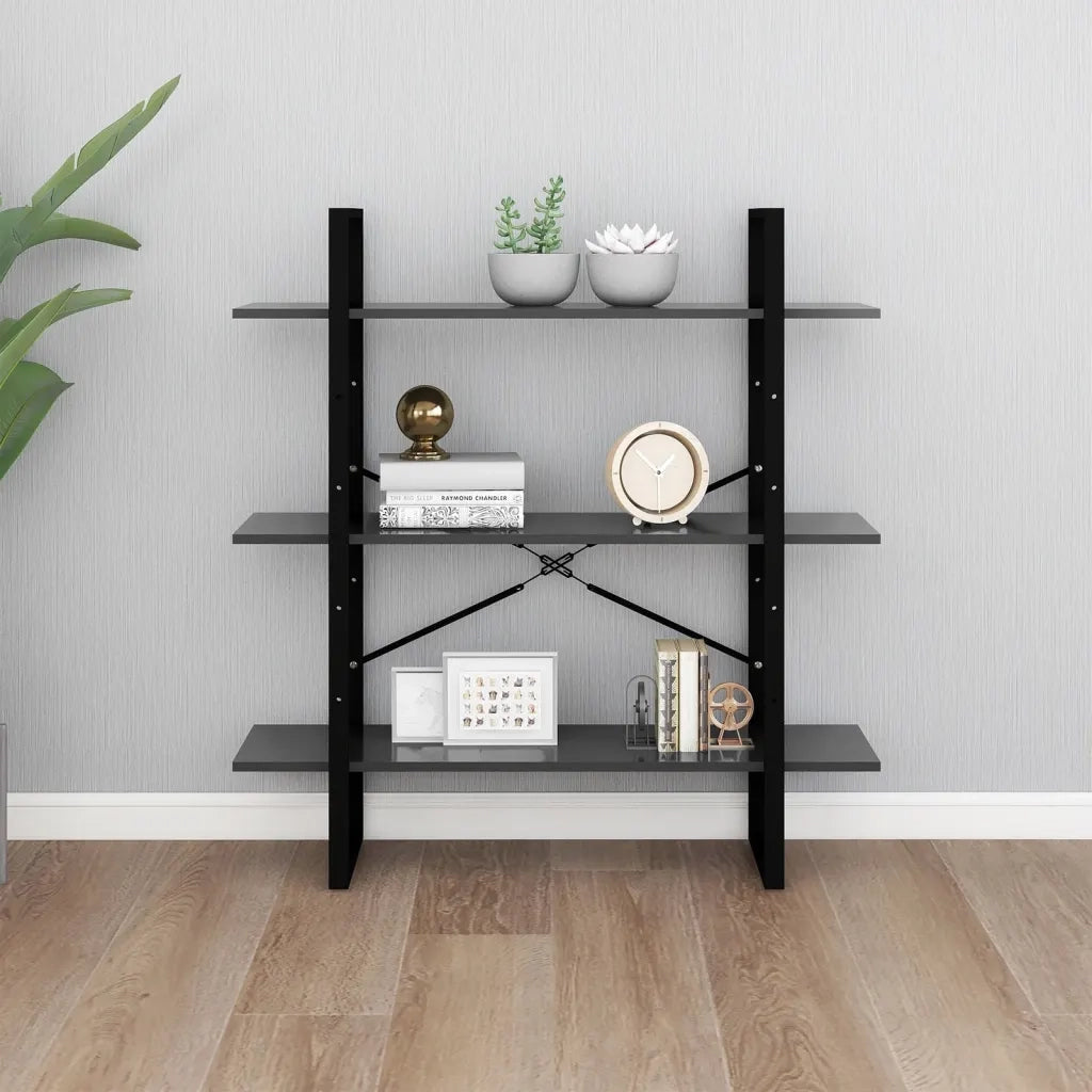 Libreria Grigia 100x30x105 cm in Legno Multistrato 806549