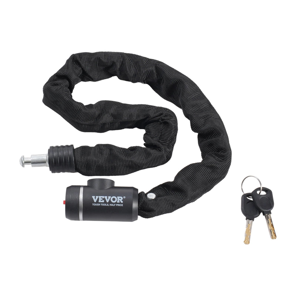 Lucchetto a catena per bicicletta in acciaio 850 mm nero con 2 chiavi robusto e durevole per moto scooter e cancelli