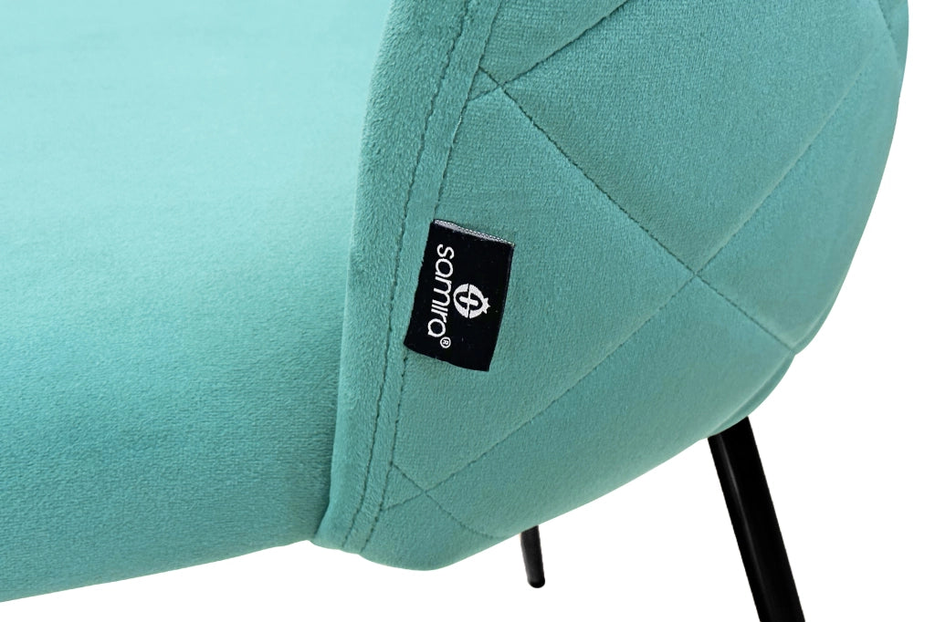 Set di 2 sedie da pranzo imbottite in velluto verde tiffany piede nero – Nicole - SD20NIPN