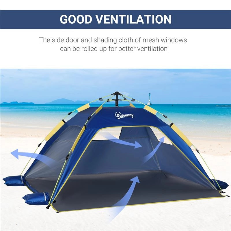 TENDA POP UP CON FINESTRE TRAFORATE E PORTA RICHIUDIBILE 220 X 173 X 120 CM