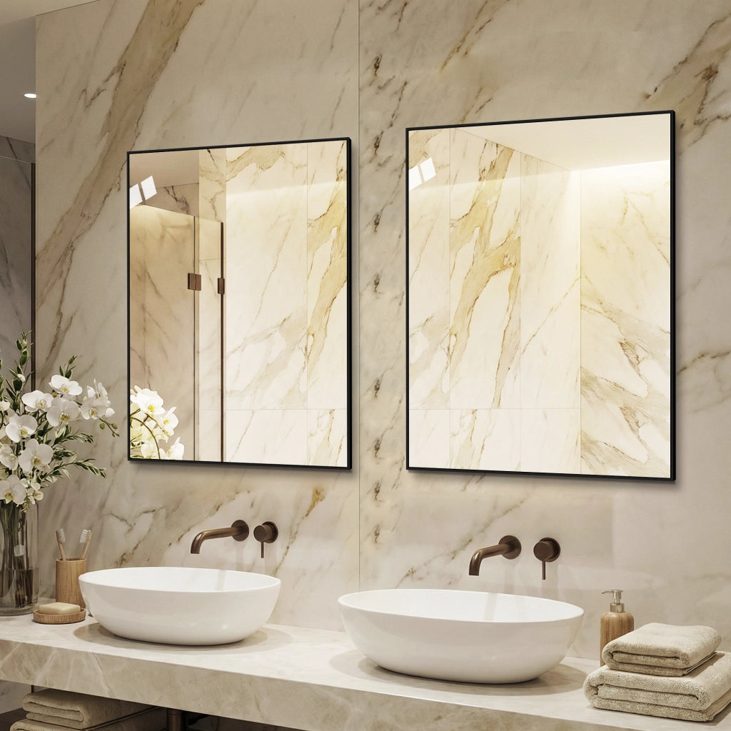 Specchio bagno 60x80 cornice in alluminio nero specchio da parete hd