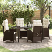 Set da Pranzo per Giardino con cuscino 5 pcs Marrone polyrattan 3380494