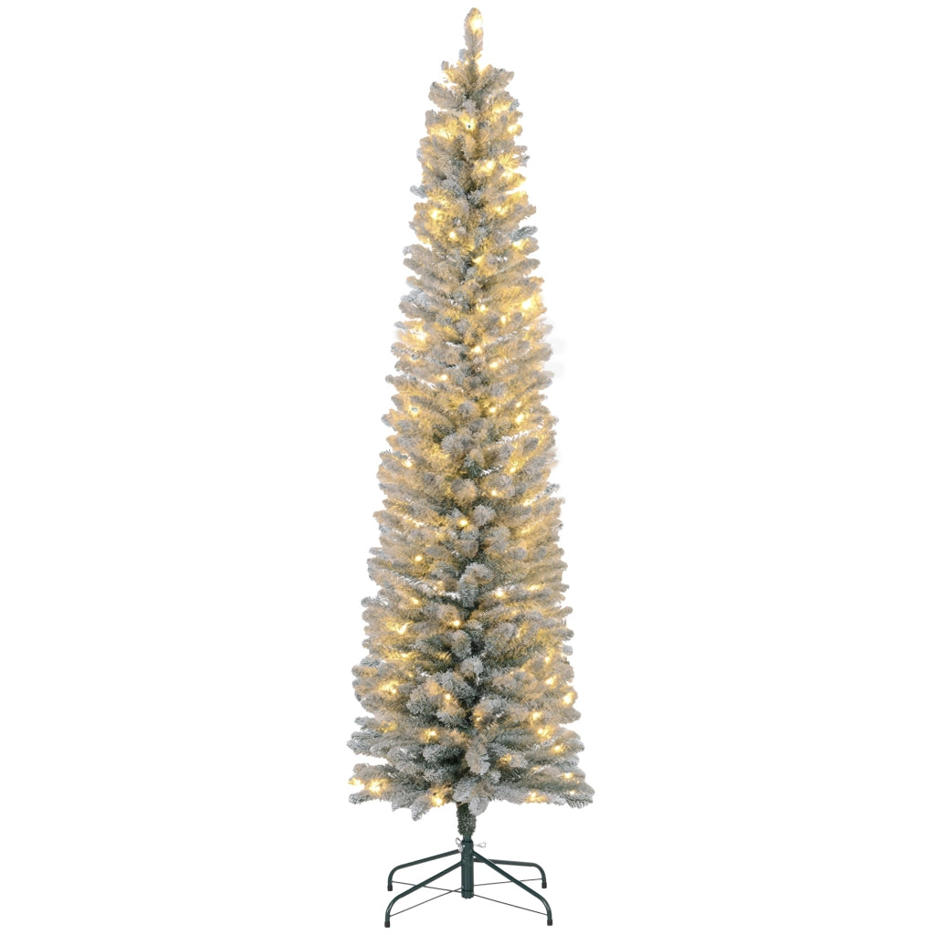 Weihnachtsbaum 210 cm, LED-Lichterkette, Kunstkette, flammhemmend, Metallbasis, Grün