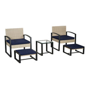 Set di mobili da giardino da 5 pezzi con tavolo 2 sedie e 2 poggiapiedi in rattan blu navy e nero 03_0010535