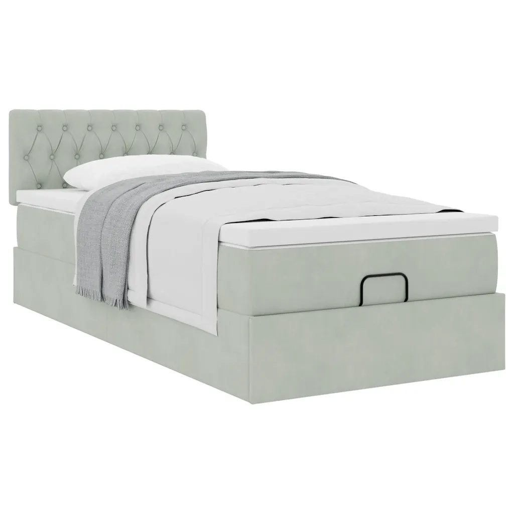 Struttura Letto Pouf con Materasso 80x200 cm in Velluto 3311807