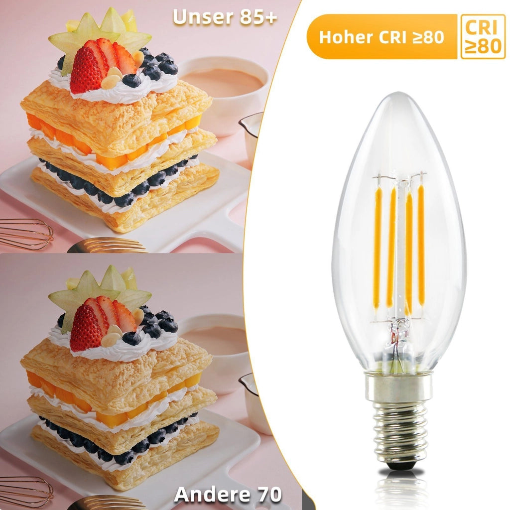 ZMH Lampadina LED E14 a candela bianco caldo 4W 2700K filamento retrò