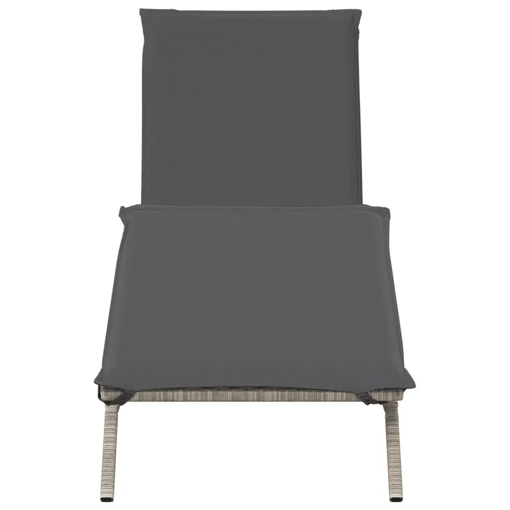 Lettino Prendisole con Cuscino Grigio Chiaro in Polyrattan 4002706
