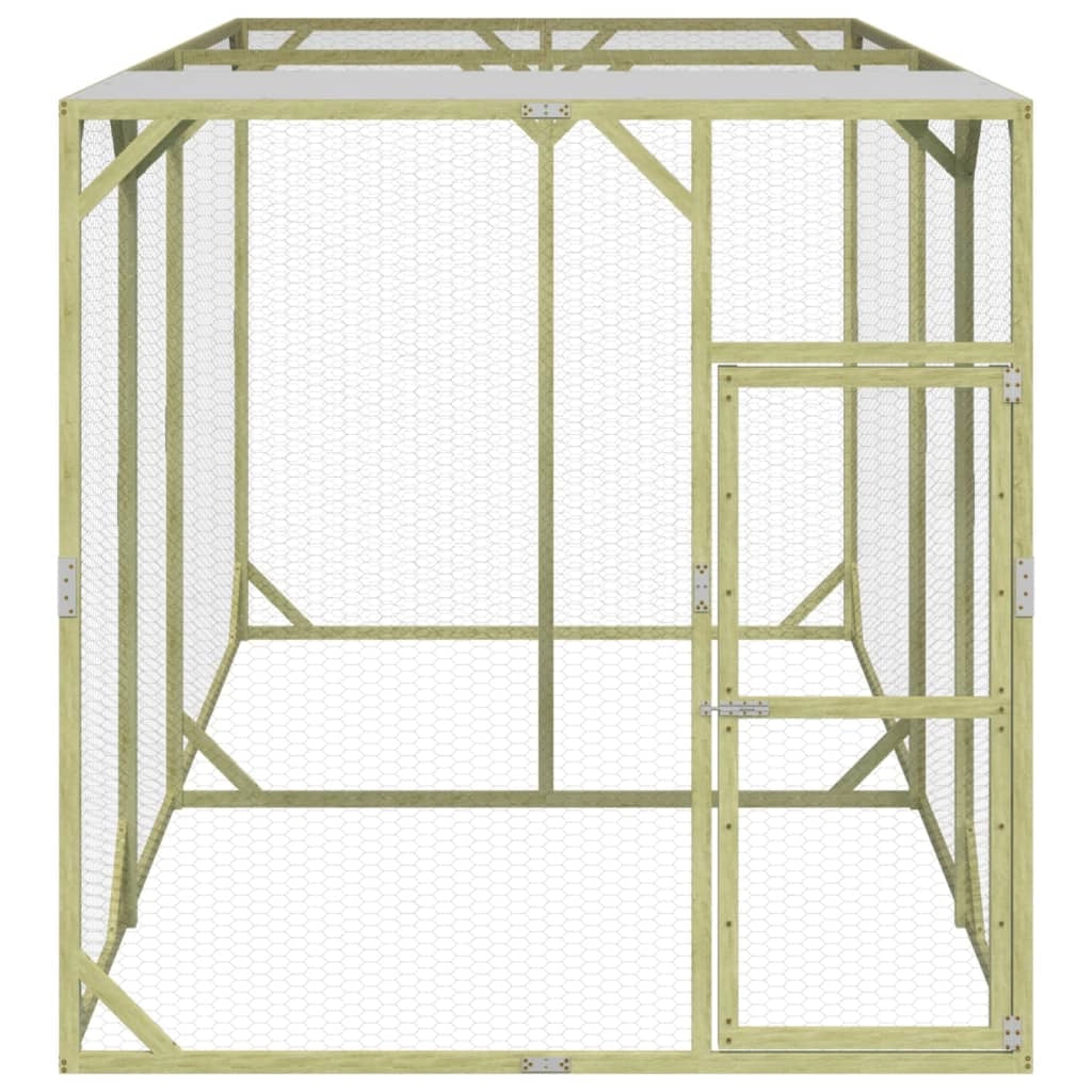 Pollaio/recinto/gabbia 200 x 400 x 200 cm legno massello di pino impregnato marrone 02_0043911