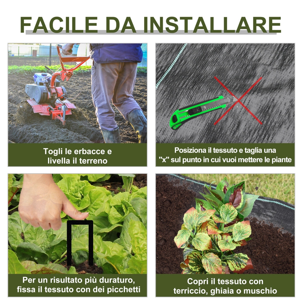 Telo per Pacciamatura 50x1 m in PP Drenante e Traspirante per Orto. Serra e Giardino. Nero