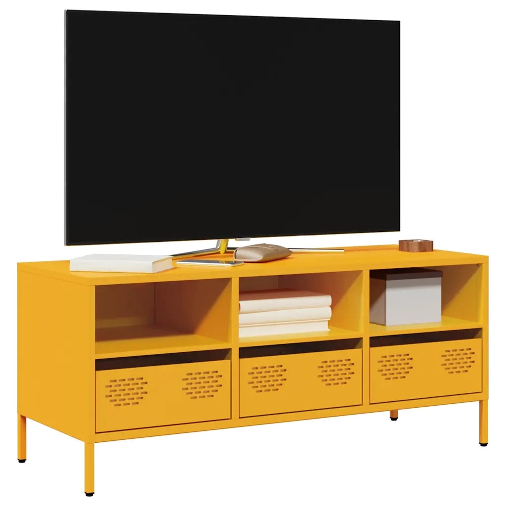 Mobile TV | Armadietto TV | Mobile Porta TV Giallo Senape 101,5x39x43,5 cm in Acciaio
