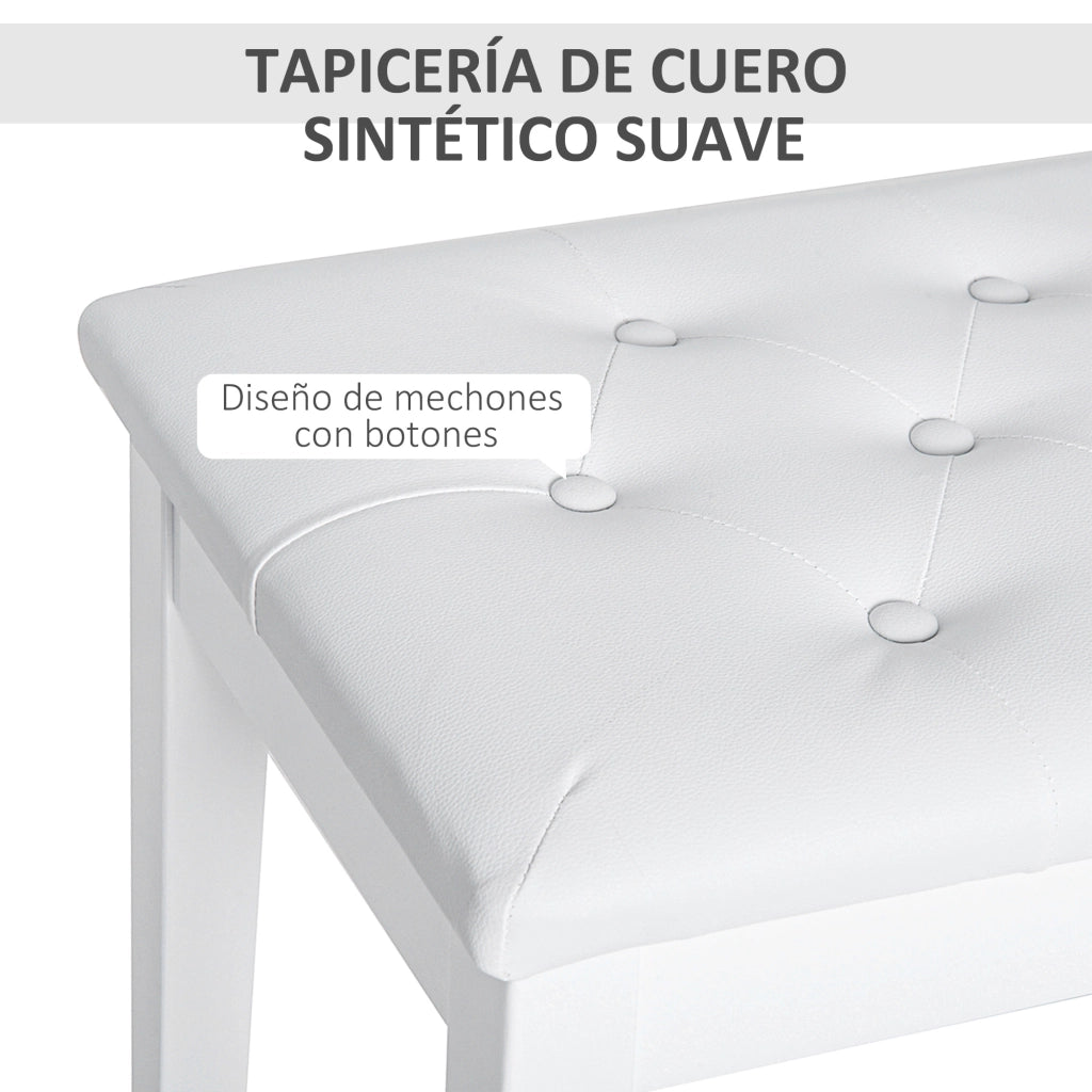 Sgabello da Pianoforte con Seduta in Similpelle e Scomparto ¨C zephmum ¨C Bianco 76x36x50 cm