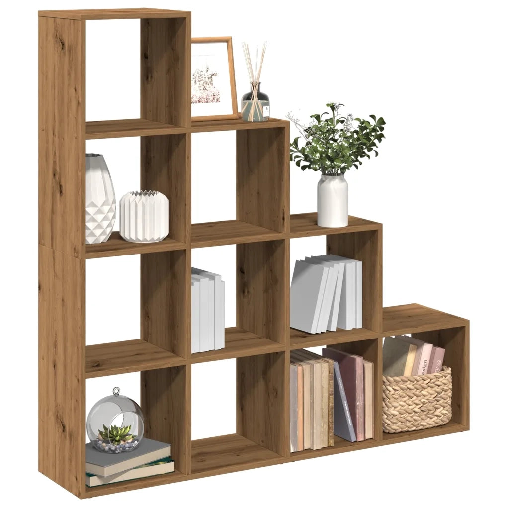 Libreria a 4 Ripiani-Scaffale per Libri-Mobile di Stoccaggio Rovere 131,5x29x131,5 cm in Truciolato