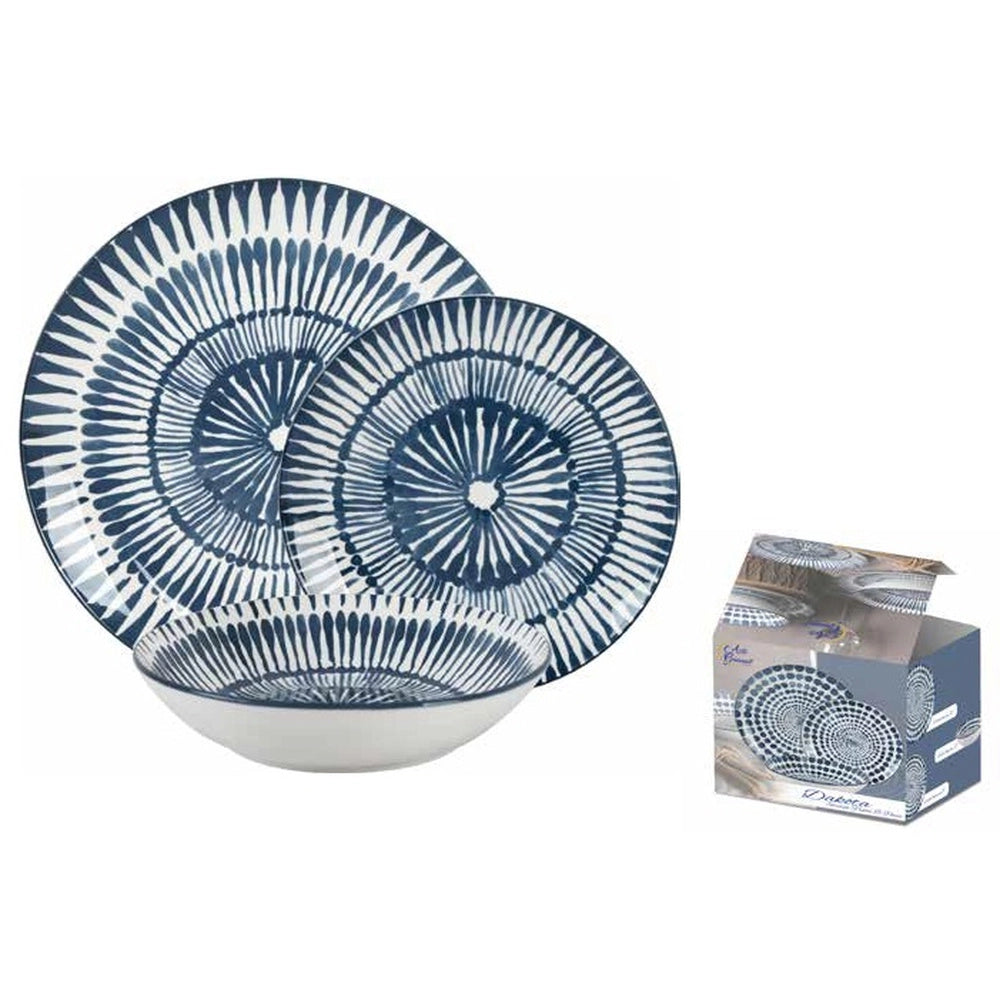 Servizio di Piatti da Tavola in Ceramica Dakota Blue 18 Pezzi