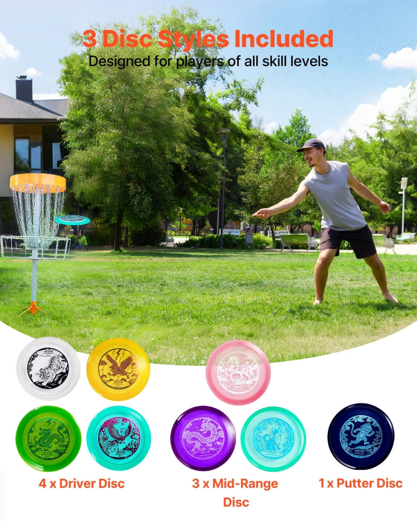 Set Disc Golf 8 Pezzi SS-DF-003 in TPU con Putter Mid-range e Driver per Giardino e Parco