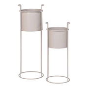 Set di 2 Vasi per Piante Rabo, Beige, Metallo, 20x20x50 cm
