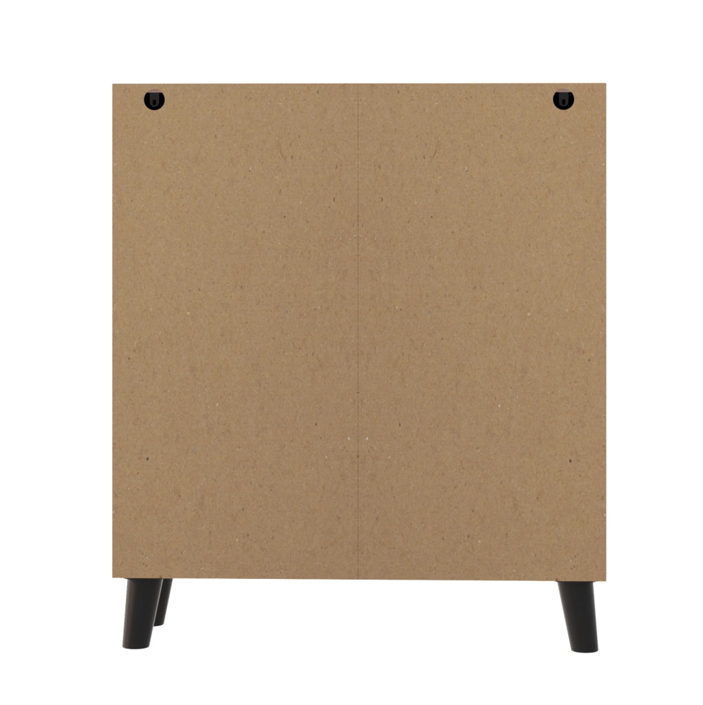 Scarpiera moderna con frontale effetto rattan; 80x31x91 cm; in legno