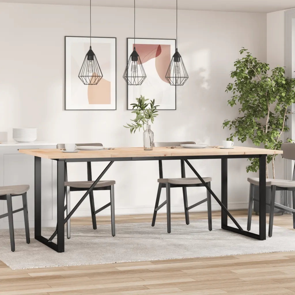 Tavolo Pranzo | Tavolo da cucina Telaio a O 200x100x75,5 cm Legno Pino e Acciaio