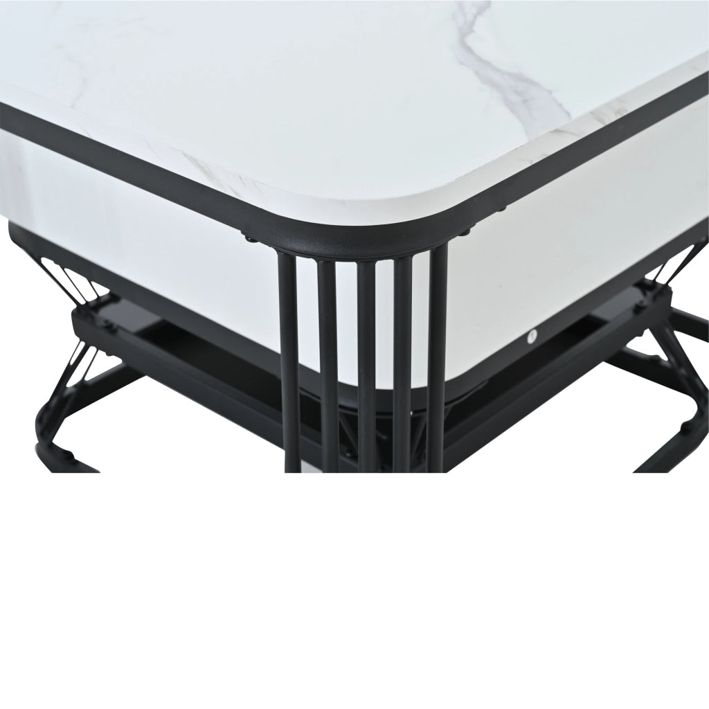 TAVOLINO Set da 2 pezzi 70x70x45 cm + 50x50x40 cm Bianco/Nero effetto marmo