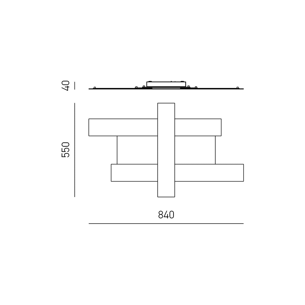 Applique led design moderno 40W - Struttura geometrica in acciaio, luce calda 3000K, 2620lm, larghezza 84 cm, IP20