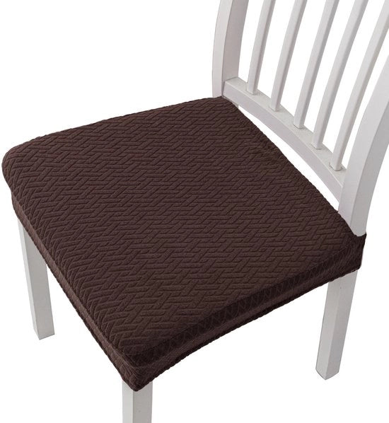 4 copie coprisella da divano con tessuto jacquard stretch, rimovibili e lavabili, con cinturini di sostegno - marrone - 35*35*5