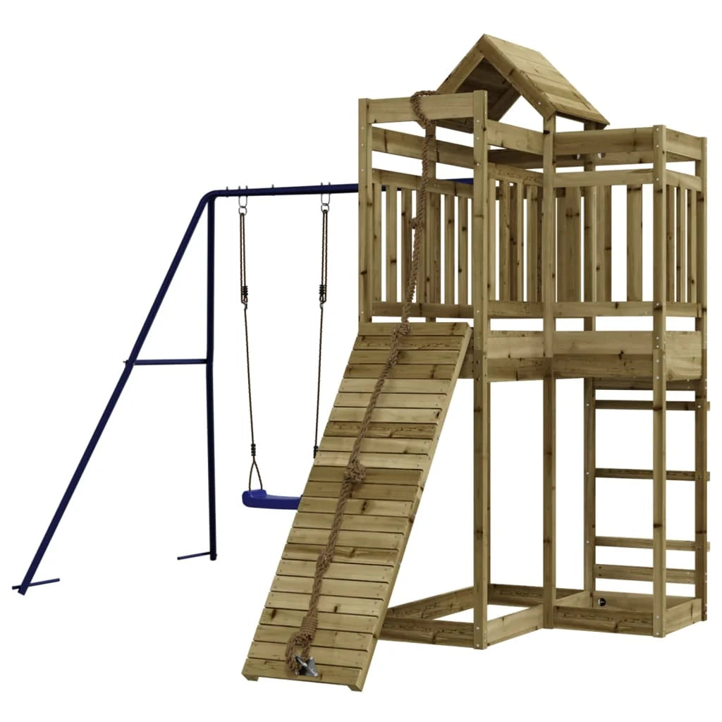 Altalene per parco giochi all'aperto scivolo altalene robuste giochi da giardino 291 x 282 x 238 cm legno di pino impregnato 02_0004851
