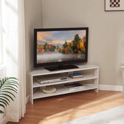 Mobile Porta TV Berg con 2 Ripiani Espositore Angolare 110 x 36 x 42 cm - Bianco [en.casa]