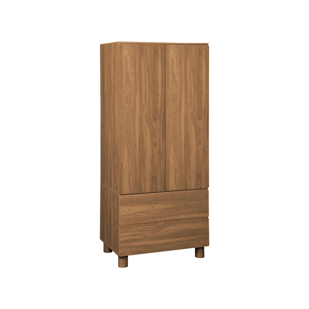 Armadio guardaroba effetto legno 2 ante, 2 cassetti e 1 appendiabiti,